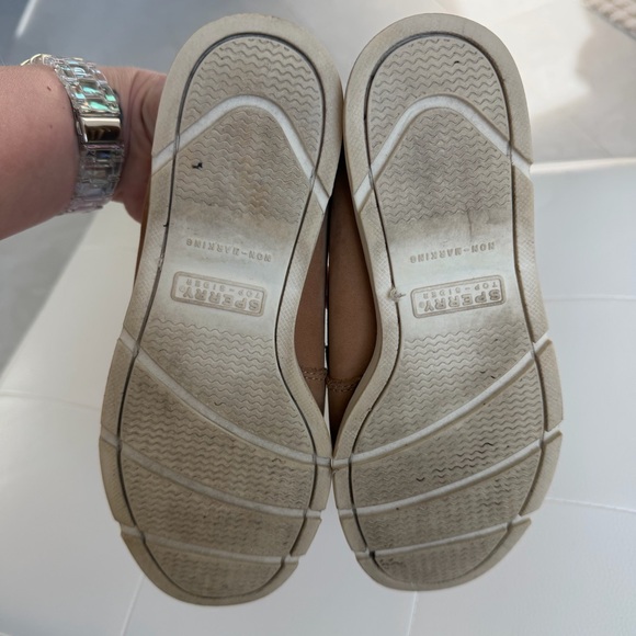 Boys Kids Sperry Topsider 1 Brown Leather Leeward Loafer Boat Shoe EUC - Picture 5 of 6